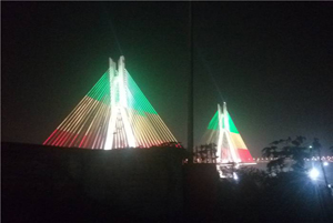 2016.8 Lighting of Brazzaville Cable Stayed Bridge in Congo