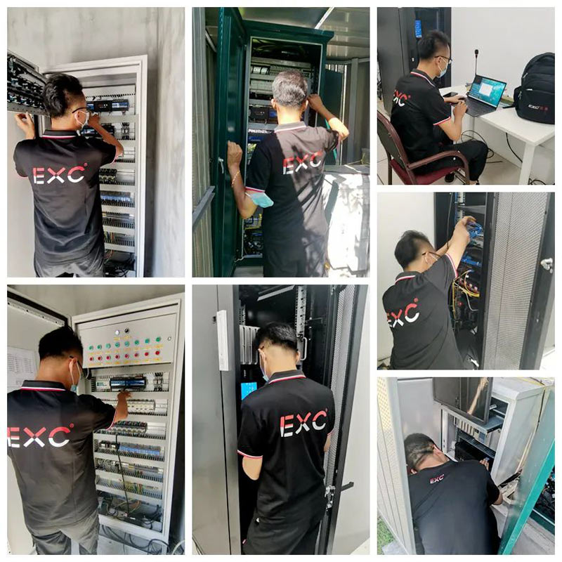 exc lighting technical support team is installing lighting control system for buildings