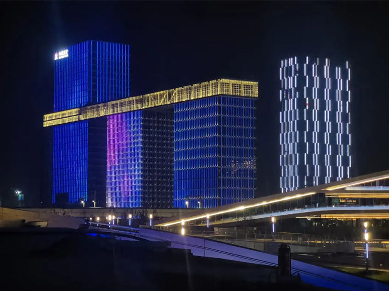 facade led lighting show at china metallurgical group corporation building